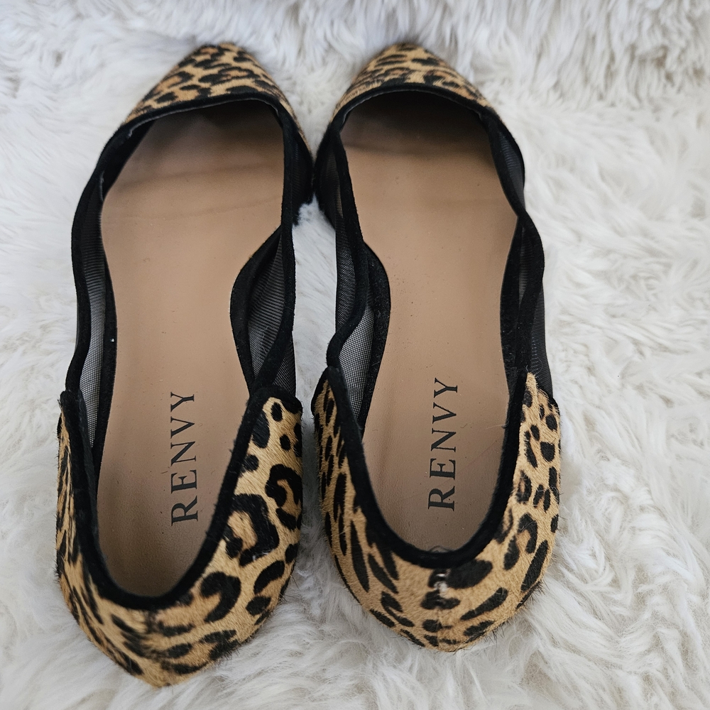 Renvy Leopard Calf Hair Ballet Flats ✨ Size 8.5/9 With Box - Picture 3 of 6